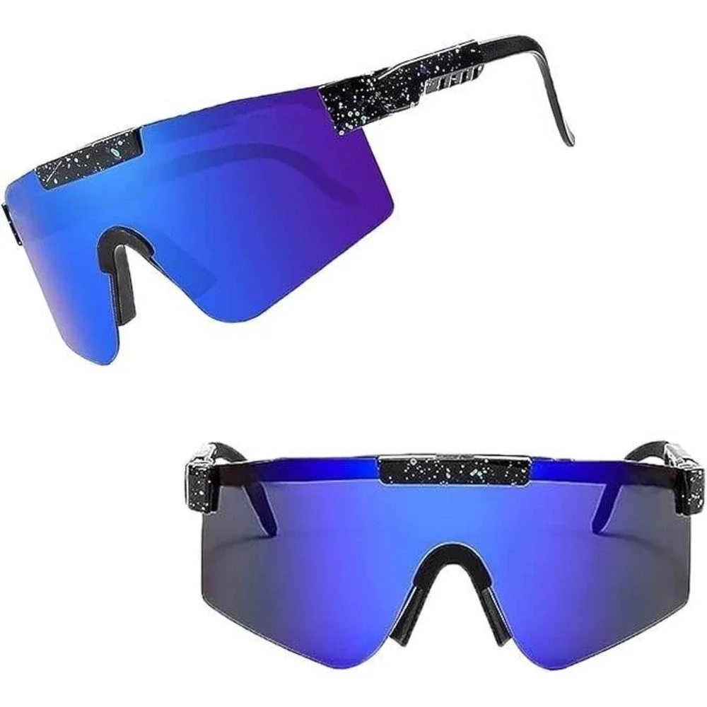 Blade Sunglasses Blue Mirrored Lens Shield Visor Sport Cycling‎ Sunglasses Men
